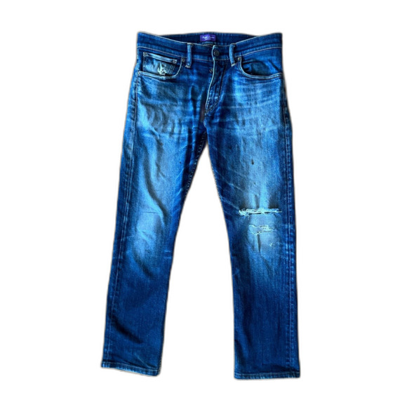 Ralph Lauren Purple Label Blue Denim Distressed Jeans Pants   Women's Size 30 - Picture 1 of 12